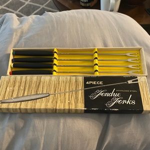 Set of 4 fondue forks stainless steel by Imperial International VINTAGE